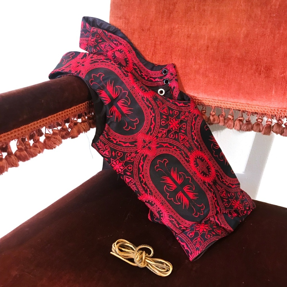Gothic Red & Black Cross Silk Corset